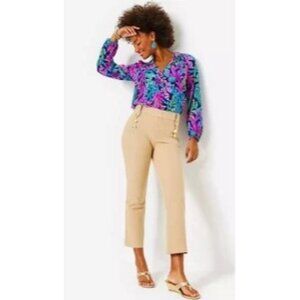 Lilly Pulitzer Parrish Button-Accented High-Waisted Slight Flare Women’s Pants‎